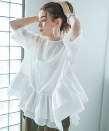 bohmal | ブロードペプラムハーフスリーブブラウス(Tシャツ/カットソー)