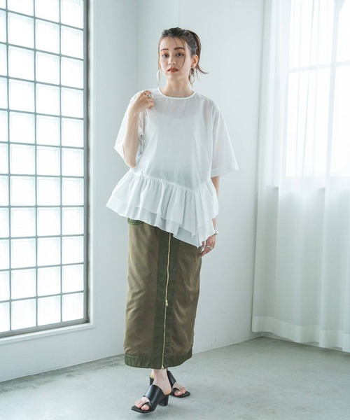 bohmal(ボマール)の「ブロードペプラムハーフスリーブブラウス(Tシャツ/カットソー・レディース・ブラック/ホワイト・MEDIUM)」の14枚目の写真