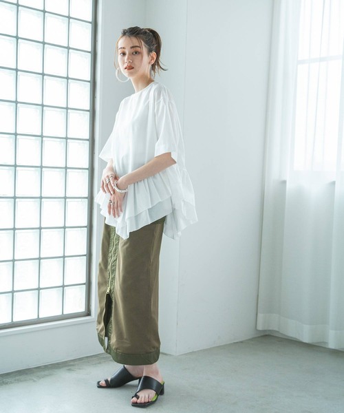 bohmal(ボマール)の「ブロードペプラムハーフスリーブブラウス(Tシャツ/カットソー・レディース・ブラック/ホワイト・MEDIUM)」の20枚目の写真