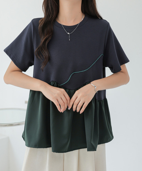 BANNER SELECT(バナーセレクト)の「ペプラムアシメTEE(Tシャツ/カットソー・レディース・ブラック/ベージュ/ブルー・FREE)」の6枚目の写真