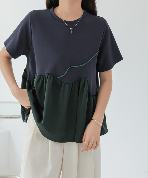 BANNER SELECT(バナーセレクト)の「ペプラムアシメTEE(Tシャツ/カットソー・レディース・ブラック/ベージュ/ブルー・FREE)」の9枚目の写真