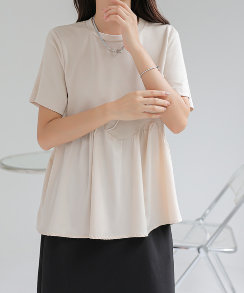 BANNER SELECT(バナーセレクト)の「ペプラムアシメTEE(Tシャツ/カットソー・レディース・ブラック/ベージュ/ブルー・FREE)」の13枚目の写真
