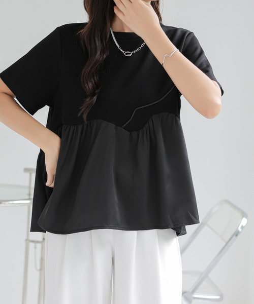 BANNER SELECT(バナーセレクト)の「ペプラムアシメTEE(Tシャツ/カットソー・レディース・ブラック/ベージュ/ブルー・FREE)」の15枚目の写真