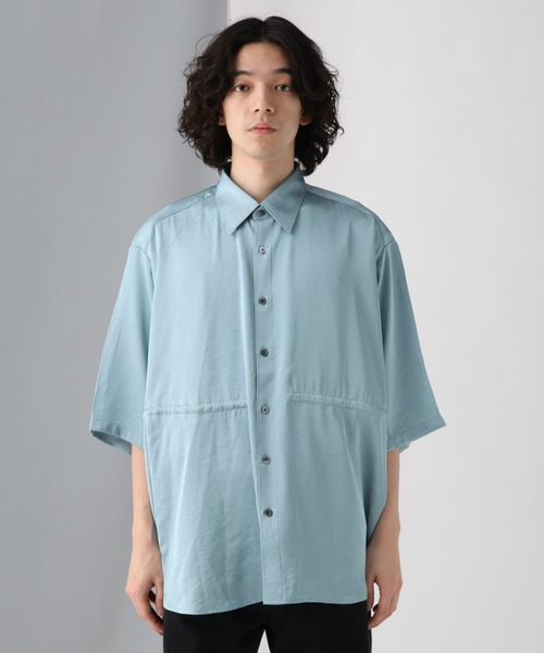 HARE（ハレ）の「ドロストデザインサテンシャツ(HARE)（シャツ/ブラウス・メンズ・ブルー/グレー/ブラック・FREE）」の10枚目の写真