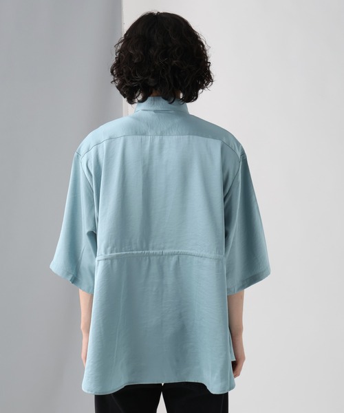 HARE（ハレ）の「ドロストデザインサテンシャツ(HARE)（シャツ/ブラウス・メンズ・ブルー/グレー/ブラック・FREE）」の13枚目の写真