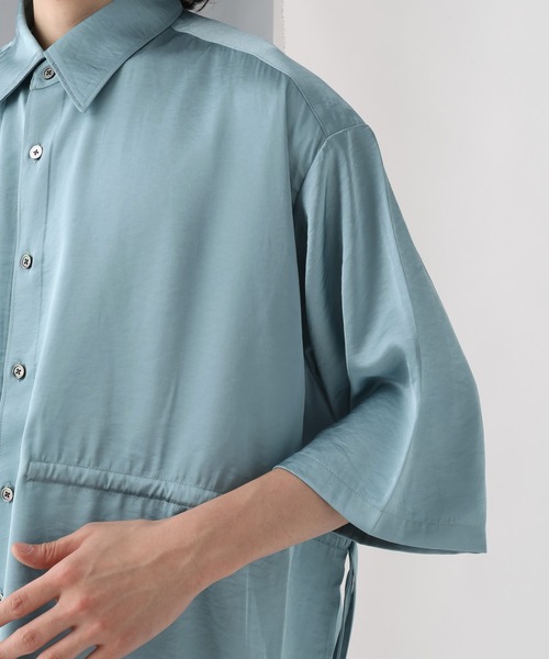 HARE（ハレ）の「ドロストデザインサテンシャツ(HARE)（シャツ/ブラウス・メンズ・ブルー/グレー/ブラック・FREE）」の16枚目の写真
