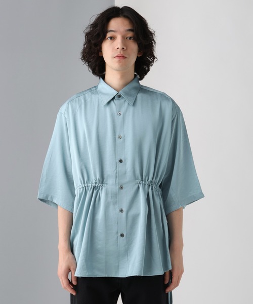 HARE（ハレ）の「ドロストデザインサテンシャツ(HARE)（シャツ/ブラウス・メンズ・ブルー/グレー/ブラック・FREE）」の11枚目の写真