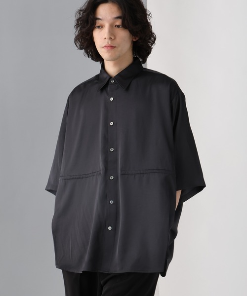 HARE（ハレ）の「ドロストデザインサテンシャツ(HARE)（シャツ/ブラウス・メンズ・ブルー/グレー/ブラック・FREE）」の9枚目の写真