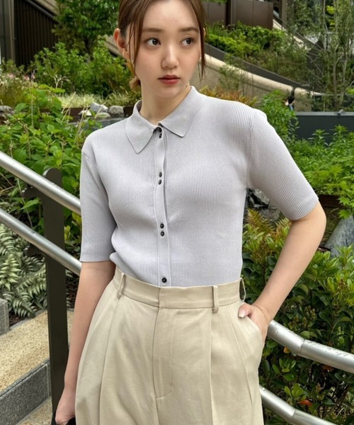 【セール】ショートスリーブリブポロカーディガン（カーディガン/ボレロ）｜ARUMDY（アルムディー）