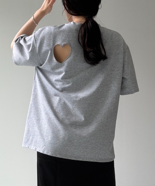 wee9s（ウィークス）の「heart hole tee / ハートホールティー（Tシャツ/カットソー・レディース・ブラック/グレー・FREE）」の16枚目の写真