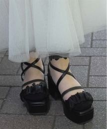 axes femme | シフォン×グリッターサンダル(サンダル)