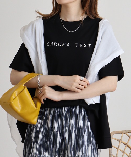 EGLANTINE（エグランティーヌ）の「EGLANTINE シンプルロゴＴシャツ（Tシャツ/カットソー・レディース・サーモンピンク/ライム/グリーン/オフホワイト/ブラック/ロイヤルブルー・40）」の12枚目の写真