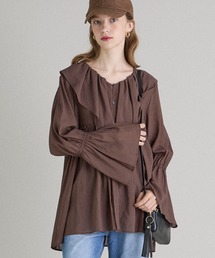 INED CLARO | TR強撚気流染め フリルブラウス(シャツ/ブラウス)