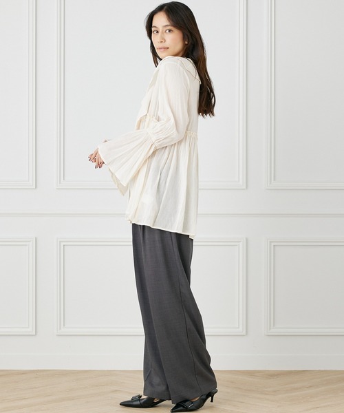 INED CLARO（イネドクラロ）の「TR強撚気流染め フリルブラウス（シャツ/ブラウス・レディース・ブラウン/アイボリー・フリー）」の18枚目の写真