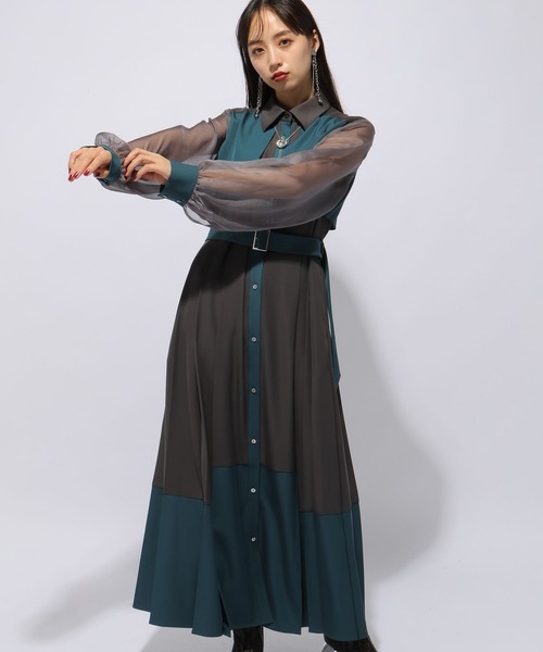 HARE プリーツシアーキリカエワンピース ブラック 楽天市場】シアープリーツキリカエワンピース HARE ハレ