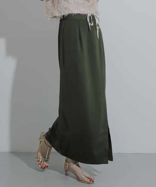 SENSE OF PLACE by URBAN RESEARCH（センスオブプレイスバイアーバンリサーチ）の「ドロストデザインタイトスカート（スカート・レディース・カーキ/ブラック/ベージュ・SMALL/MEDIUM）」の3枚目の写真