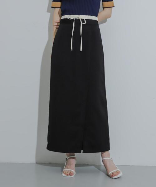 SENSE OF PLACE by URBAN RESEARCH（センスオブプレイスバイアーバンリサーチ）の「ドロストデザインタイトスカート（スカート・レディース・カーキ/ブラック/ベージュ・SMALL/MEDIUM）」の2枚目の写真