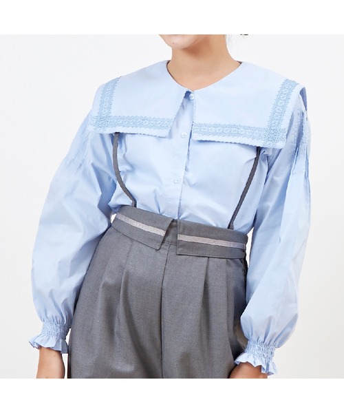 コムコム トップス 丸襟 tao タオ 丸襟半袖ブラウス