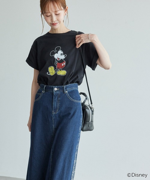 MICKEY MOUSE(ミッキーマウス)の「MICKEY MOUSE/プリントTシャツ(Tシャツ/カットソー・レディース・ブラック/ホワイト・38)」の7枚目の写真