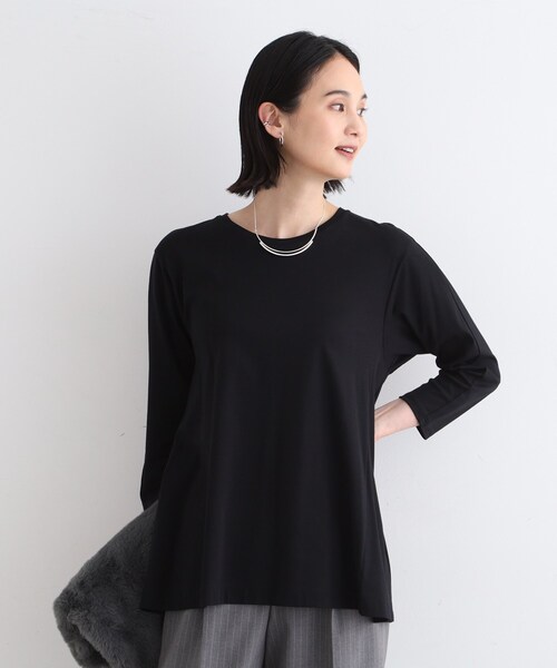 【セール】【洗える／キレイめ/日本製】バックフレア ロングTシャツ（Tシャツ/カットソー）｜INDIVI（インディヴィ）