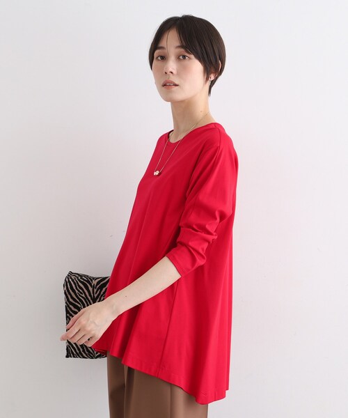【セール】【洗える／キレイめ/日本製】バックフレア ロングTシャツ（Tシャツ/カットソー）｜INDIVI（インディヴィ）