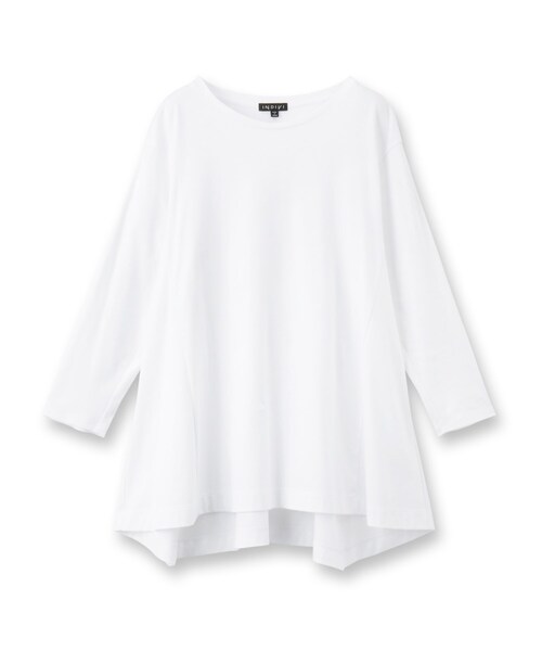 【セール】【洗える／キレイめ/日本製】バックフレア ロングTシャツ（Tシャツ/カットソー）｜INDIVI（インディヴィ）