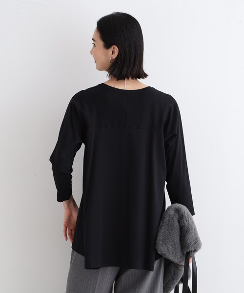 【セール】【洗える／キレイめ/日本製】バックフレア ロングTシャツ（Tシャツ/カットソー）｜INDIVI（インディヴィ）