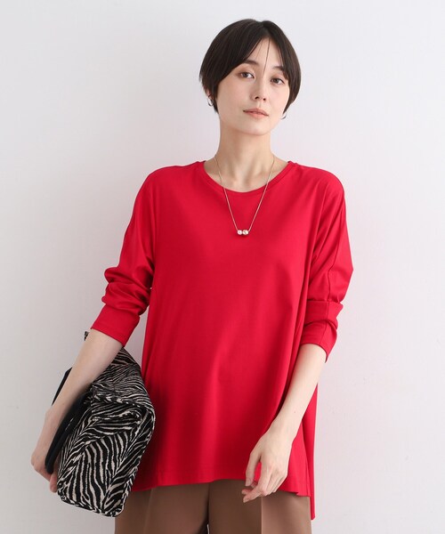 【セール】【洗える／キレイめ/日本製】バックフレア ロングTシャツ（Tシャツ/カットソー）｜INDIVI（インディヴィ）