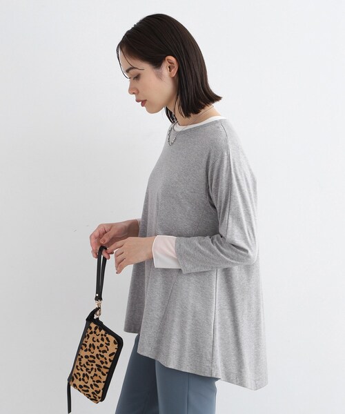 【セール】【洗える／キレイめ/日本製】バックフレア ロングTシャツ（Tシャツ/カットソー）｜INDIVI（インディヴィ）