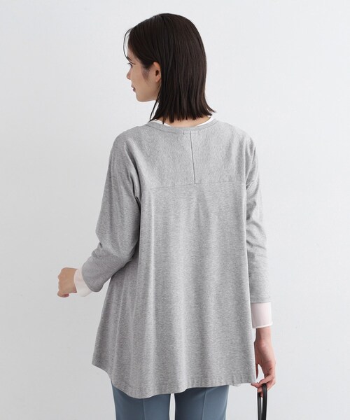 【セール】【洗える／キレイめ/日本製】バックフレア ロングTシャツ（Tシャツ/カットソー）｜INDIVI（インディヴィ）