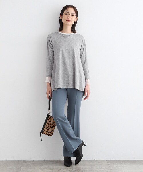 【セール】【洗える／キレイめ/日本製】バックフレア ロングTシャツ（Tシャツ/カットソー）｜INDIVI（インディヴィ）