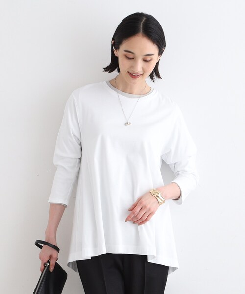 【セール】【洗える／キレイめ/日本製】バックフレア ロングTシャツ（Tシャツ/カットソー）｜INDIVI（インディヴィ）