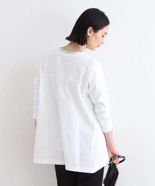 【セール】【洗える／キレイめ/日本製】バックフレア ロングTシャツ（Tシャツ/カットソー）｜INDIVI（インディヴィ）