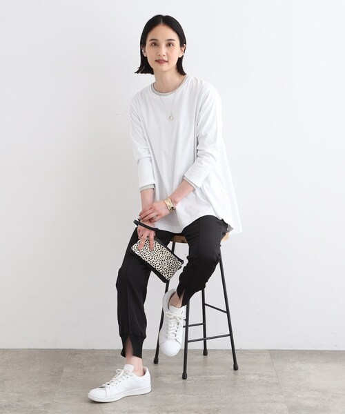 【セール】【洗える／キレイめ/日本製】バックフレア ロングTシャツ（Tシャツ/カットソー）｜INDIVI（インディヴィ）