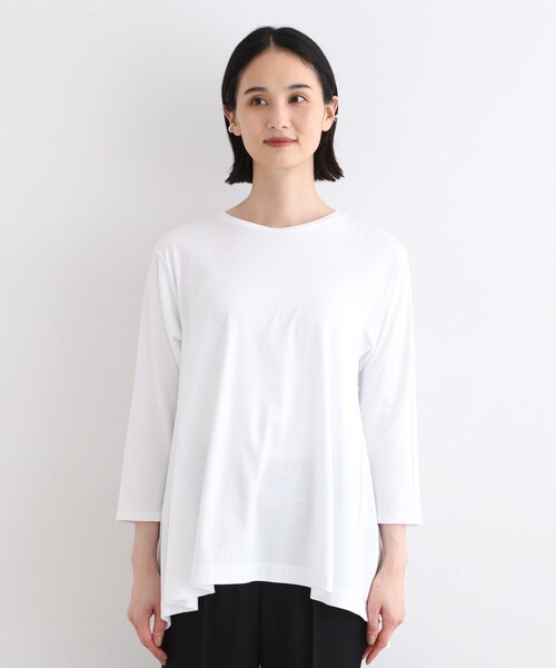 【セール】【洗える／キレイめ/日本製】バックフレア ロングTシャツ（Tシャツ/カットソー）｜INDIVI（インディヴィ）