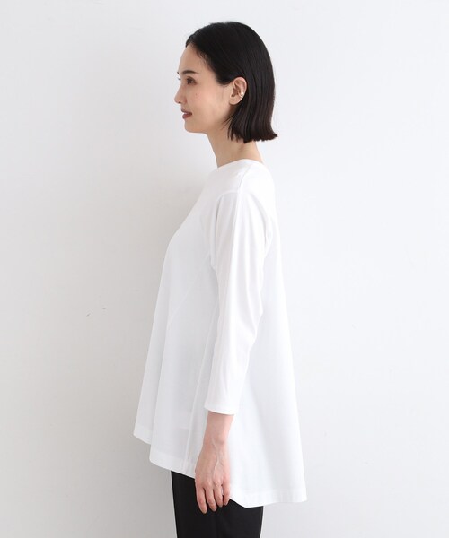 【セール】【洗える／キレイめ/日本製】バックフレア ロングTシャツ（Tシャツ/カットソー）｜INDIVI（インディヴィ）