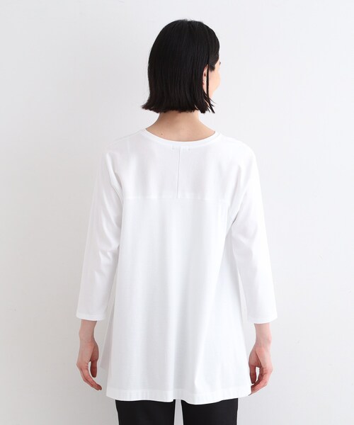 【セール】【洗える／キレイめ/日本製】バックフレア ロングTシャツ（Tシャツ/カットソー）｜INDIVI（インディヴィ）