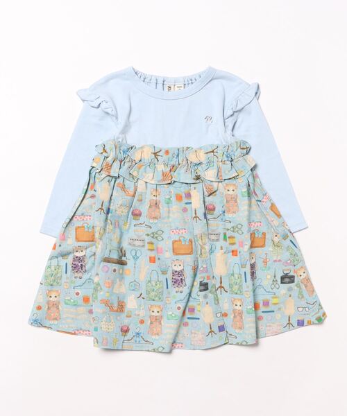 【セール】ソーイングプリントワンピース（ワンピース）｜nino（ニノ）