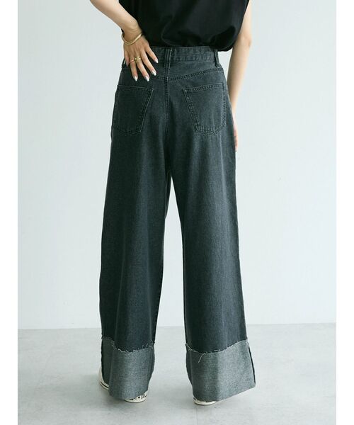 CRAFT STANDARD BOUTIQUE(クラフトスタンダードブティック)の「デニムロールUPワイドストレートパンツ(デニムパンツ・レディース・インディゴブルー/ナチュラル/ブラック・L/M)」の9枚目の写真