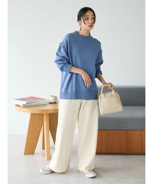 CRAFT STANDARD BOUTIQUE(クラフトスタンダードブティック)の「デニムロールUPワイドストレートパンツ(デニムパンツ・レディース・インディゴブルー/ナチュラル/ブラック・L/M)」の22枚目の写真