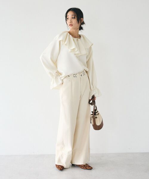 CRAFT STANDARD BOUTIQUE(クラフトスタンダードブティック)の「デニムロールUPワイドストレートパンツ(デニムパンツ・レディース・インディゴブルー/ナチュラル/ブラック・L/M)」の20枚目の写真