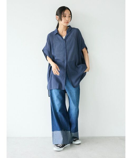 CRAFT STANDARD BOUTIQUE(クラフトスタンダードブティック)の「デニムロールUPワイドストレートパンツ(デニムパンツ・レディース・インディゴブルー/ナチュラル/ブラック・L/M)」の13枚目の写真