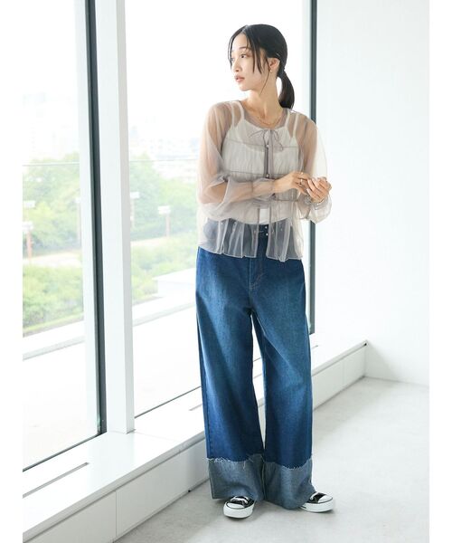 CRAFT STANDARD BOUTIQUE(クラフトスタンダードブティック)の「デニムロールUPワイドストレートパンツ(デニムパンツ・レディース・インディゴブルー/ナチュラル/ブラック・L/M)」の12枚目の写真