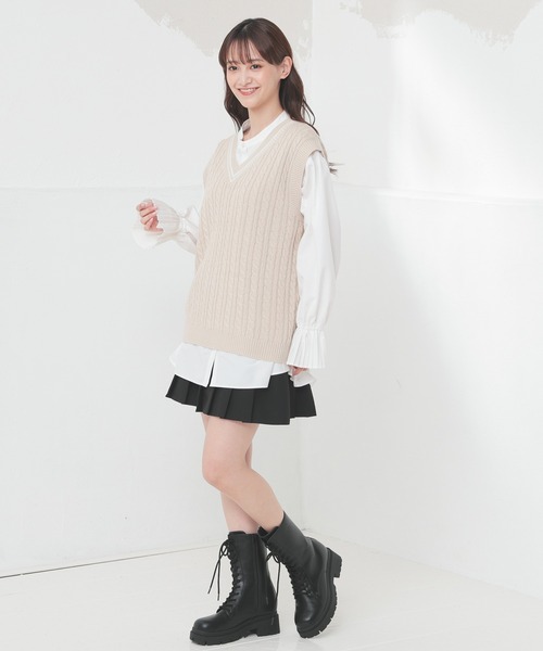 Honeys（ハニーズ）の「ライン入りベスト（ベスト・レディース・ネイビー/ベージュ/アイボリー/杢グレー・S/M/L）」の11枚目の写真