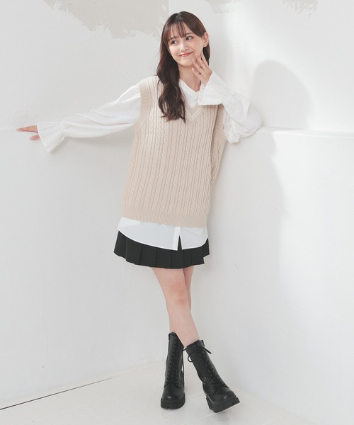 Honeys（ハニーズ）の「ライン入りベスト（ベスト・レディース・ネイビー/ベージュ/アイボリー/杢グレー・S/M/L）」の12枚目の写真