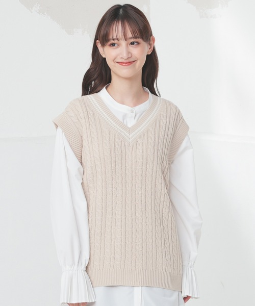 Honeys（ハニーズ）の「ライン入りベスト（ベスト・レディース・ネイビー/ベージュ/アイボリー/杢グレー・S/M/L）」の13枚目の写真