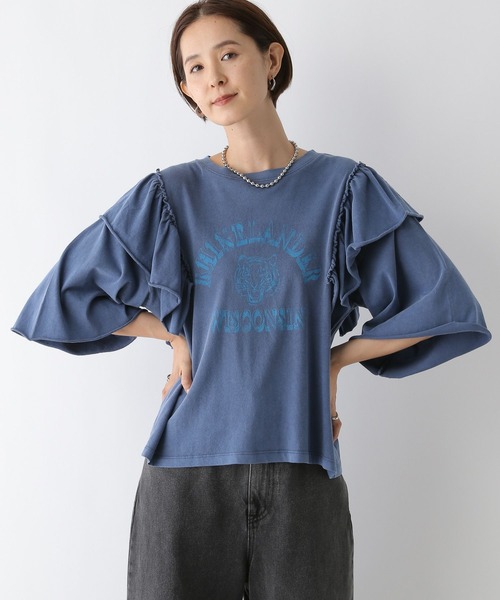 LEPSIM(レプシィム)の「リメイク風6分袖T 142654(Tシャツ/カットソー・レディース・オフホワイト/グレー/ブルー・FREE)」の3枚目の写真