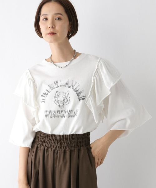 LEPSIM(レプシィム)の「リメイク風6分袖T 142654(Tシャツ/カットソー・レディース・オフホワイト/グレー/ブルー・FREE)」の12枚目の写真