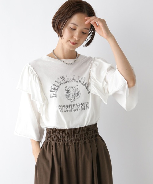 LEPSIM(レプシィム)の「リメイク風6分袖T 142654(Tシャツ/カットソー・レディース・オフホワイト/グレー/ブルー・FREE)」の11枚目の写真