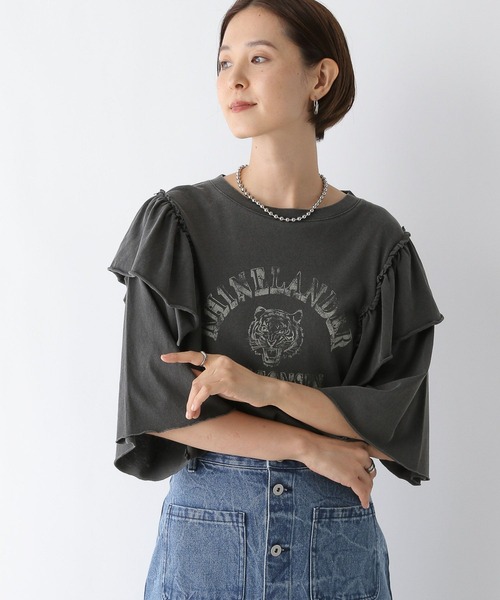 LEPSIM(レプシィム)の「リメイク風6分袖T 142654(Tシャツ/カットソー・レディース・オフホワイト/グレー/ブルー・FREE)」の7枚目の写真